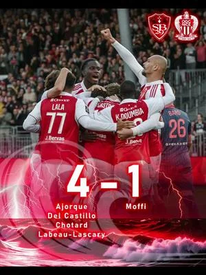 Le @Stade Brestois 29  s'impose 4-1 contre @OGC Nice  et signe le premier succès de sa saison...